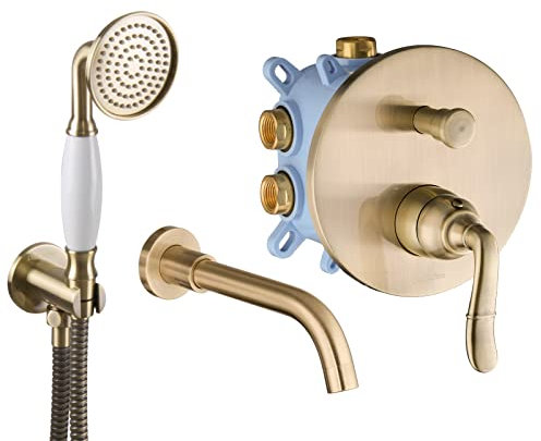 PaulGurkes Nostalgie Wannenarmatur Set Messing Bronze Antik Einhandmischer