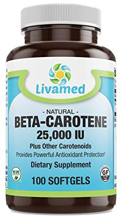 Livamed - Natural Beta Carotene 25,000 IU Softgels 100 Count