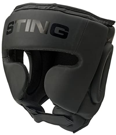 Sting Kopfschutz Armaplus Full Face Matt Schwarz - Kopfschützer für Boxen Kickboxen Muay Thai Sparring MMA mit Jochbein und Ohren Schutz (S)