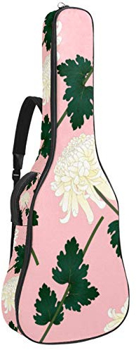 Gitarrentasche mit Reißverschluss, wasserdicht, weich, für Bassgitarre, Akustik- und klassische Folk-Gitarre, Blume, Pink