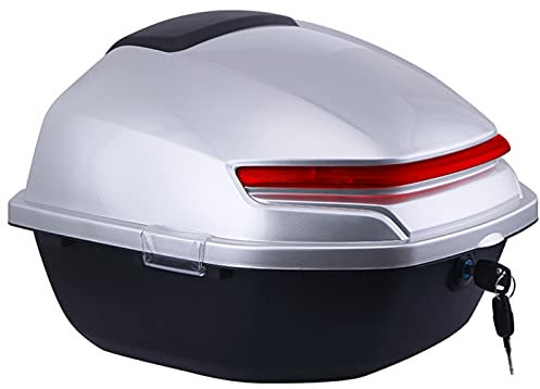 JKGHK Topcase Motorrad, Roller Topcase Shad, Helm Gepäckaufbewahrung, Mit Weicher Rückenlehne Und Nachtwarnlicht, Universelle Montageteile