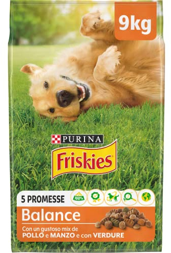 PURINA FRISKIES® Balance Crocchette Cane Adulto con Pollo, Manzo e Verdure. 1 Confezione da 9 kg
