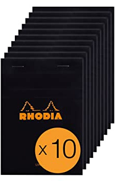 Rhodia 136009C 10 Notizblöcke N.13 A6 80 Blatt liniert Schwarz