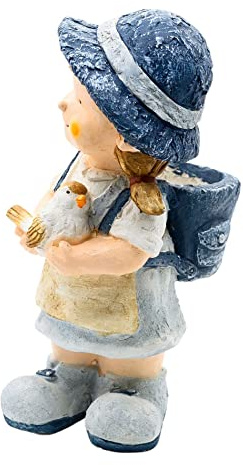 Wichtelstube-Kollektion XXL Gartenfigur Katharina, Dekofigur für den Garten mit Pflanzgefäß Gartendeko Figuren mit Blumentopf für draußen 26,5x18,5x42cm