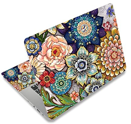 Laptop Skin Sticker Decal, 12 13 13.3 14 15 15.4 15.6 Laptop Vinyl Skin Sticker Cover Art Protector Notebook PC (Free 2 Wrist Pad Included), Decorative Waterproof Removable, Colorful