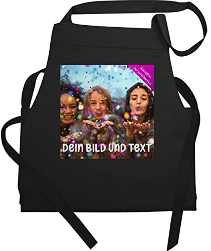 Geschenk mit Namen personalisiert by Shirtracer - Schürze - Foto Text Erwachsene - Fotogeschenk I Geschenk Bild personalisiert I Geschenk mit Bild I Custom Photo
