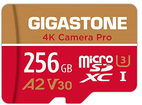 [5 Anni Recupero Dati Gratuito] GIGASTONE 256GB Scheda MicroSDXC, Camera Pro MAX, Scheda di Memoria A2 V30 per Gopro, Action Cam, 4K UHD Video, Fino a 130/85 MB/s, UHS-I U3 C10 con adattatore