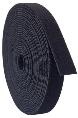 Kstar Beidseitiges Klettband 16mm x 4m in Schwarz – Klett Kabelbinder Rolle zum Bündeln & Fixieren – Zuschneidbar, Wiederverwendbar – Kabelmanagement & Kabel Organizer für Haushalt, Büro & Werkstatt