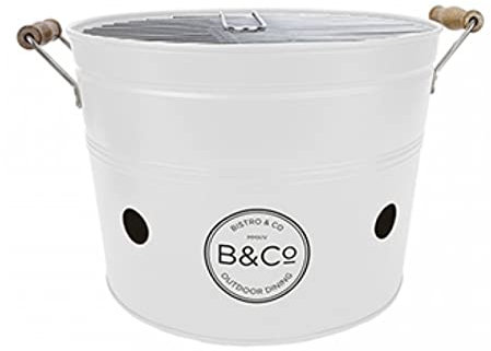 Widdle Gifts BBQ Barbecue Accessories Outdoor Eating Summer - White 33cm Portable Charcoal Bucket with Grill 1575
