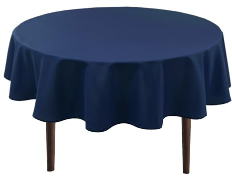 Hiasan Dunkelblau Wasserabweisend Tischdecke aus Polyester,Rund120cm,Anti-Falten Tischtuch,geeignet für Küche,Restaurant,Hochzeit