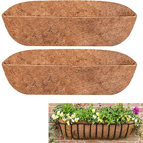 2PCS Trough Coco Replacement Liners,24/30/36/48 Inch Wall-mounted Coco Liner Trough,Coco Liner for Window Box & Hanging Trough Planters (24 Inch-2PCS)