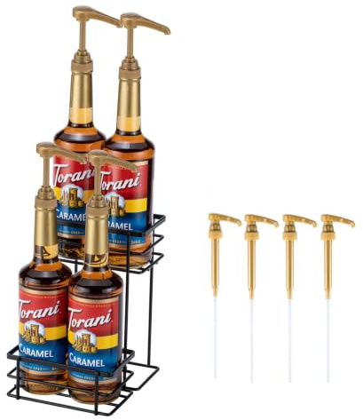Rice rat Kaffeesirup-Organizer, 2-stöckiger Kaffeesiruphalter für 4 Flaschen, Metall, Schwarz