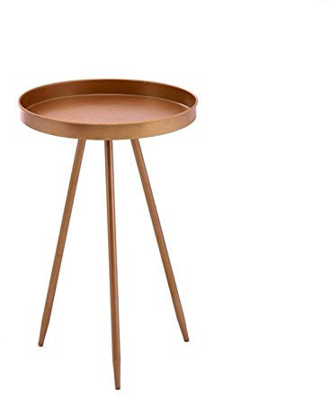 Couchtisch aus Metall, moderner runder Tabletttisch, Wohnzimmer, Schlafzimmer, Balkon, Snacktisch, stabil, Dura, 40 x 40 x 60 cm (Größe: 40 x 40 x 60 cm, Farbe: Gold)