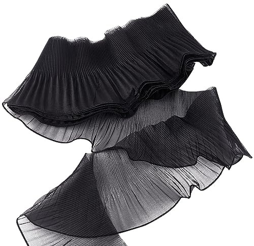 PH PandaHall 6.4 m Rüschen Spitzenbordüre Organza Tüll Stoff Applikation Rüschen Plissiert Chiffon Besatz Spitzenstoffe Für DIY Hochzeitskleid Make Up Party Kostüm Nähen Basteln Vorhang