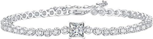 WAHZAUS Moissanit-Tennisarmbänder für Damen und Herren, 1 Karat, D-Farbe, VVS1, Moissanit-Armband, 925er Sterlingsilber, Diamant-Armband, Kette mit Zertifikat, One Size, Edelstein, Moissanit