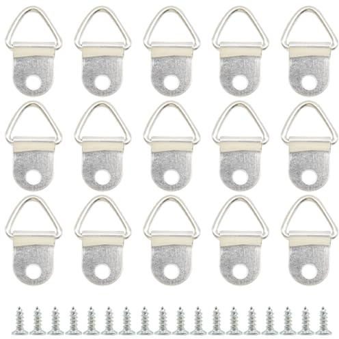 Ruidee 100 Pezzi Ganci per Cornici Cornice con Gancio a Triangolo Ganci Appendi Quadri con Viti Attaccaglie D Anelli Cornice per Foto Appendere Ganci (SJG/Silver)