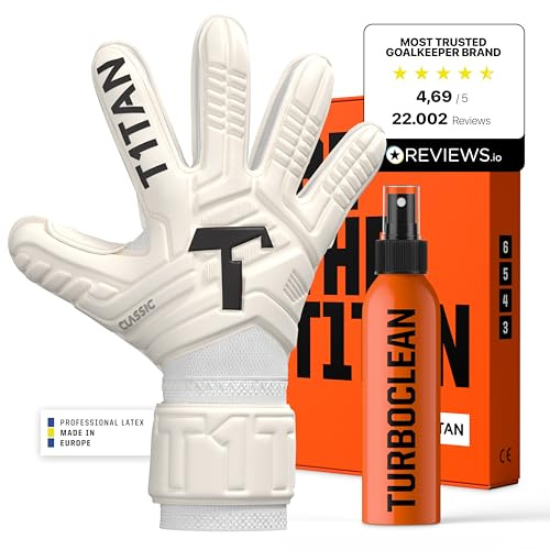 T1TAN Torwarthandschuhe Kinder Classic Junior, Größe 3-6, Tormannhandschuhe Jungen, Torhüterhandschuhe Mädchen, Fußball Torwart Handschuhe 3-10 Jahre, Kinder Torwarthandschuhe, Atmungsaktiv