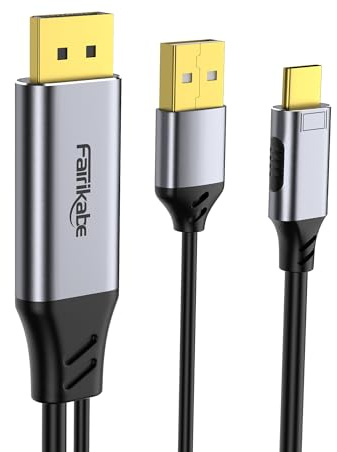 fairikabe DisplayPort to USB C Cable, 4K@60Hz Display Port to USBC 6.6ft, DP 1.2 Male to Type-C Male Converter for USB-C Touchable Portable Monitor, Compatible for MacBook Pro/Air, iMac | Display Port to USBC DP 1.2 to Type-C Converter for USB-C Touchable Portable Monitor, Compatible for MacBook Pro/Air, iMac