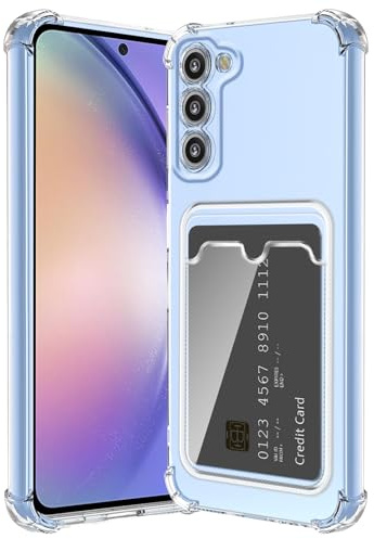 Hülle für Samsung Galaxy A55 mit Kartenfäch Transparent Silikon TPU Handyhülle Ultra Dünn Weiche Stoßfest Flexibel Handy Tasche Bumper Case für Samsung Galaxy A55
