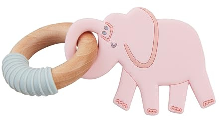 Mud Pie Beißring für Kinder, Elefant, 7,6 x 9,5 cm, Rosa