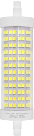 Long Life Lamp Company R7S 118mm LED Bulb J118 Halogen Linear Replacement 18W 6000k for Flood Lights 2510 Lumen High Brightness