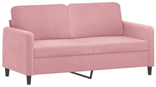 vidaXL Sofa 2-Sitzer, Loungesofa Couch mit Armlehnen Rückenkissen, Wohnzimmersofa Designsofa mit Metallgestell, Sitzmöbel Zweisitzer, Rosa Samt