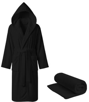 CapitanCasa Accappatoio In Spugna Morbido Modello Sophie Con Cintura E Cappuccio XXXL Nero