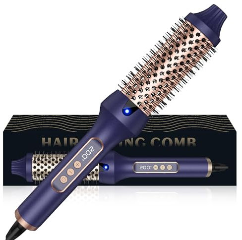 Thermal Brush, 3 en 1 Thermobürste Rundbürste, LED Hot Brush Rundbürste, Locken Bürste mit 120–200 ℃ Digitalanzeige, Thermo Bürste für Wurzelvolumen und Lockere Locken