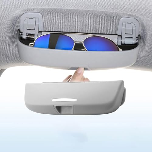 MARXAN Auto Brillenhalter Brillenetui Für BMW 1er F20 F21 F40 2011+, Brillenetuis Sonnenblende Aufbewahrungsbox Organizer Multifunktions Aufbewahren Verstauen Innenraum Zubehör,B/Grey