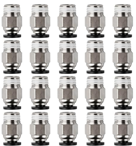 20 stycken PC4-M10-kontakter, PC4-M10 rak pneumatisk koppling, PC4-M10 pneumatisk kontakt, PC4-M10 rak pneumatisk anslutning för 3D-skrivare, snabbskruvande, gänga M10