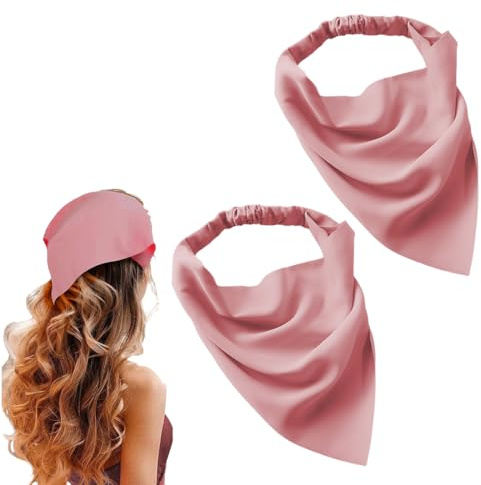 LuLiyLdJ 2 Pezzi Rosa Fascia Capelli, Cerchietto Capelli Donna a Triangolo, Accessori Capelli, Elastici Capelli Bambina, Boho Stampa Accessori Sportiva Yoga Bandana Donna