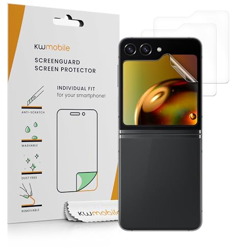 kwmobile Skärmskydd kompatibla med Samsung Galaxy Z Flip5 skärmskydd – 3 x ultraklart genomskinliga telefonfilmer