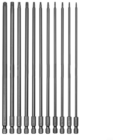 CWOQOCW 11 puntas de destornillador Torx de 200 mm magnéticas con agujero hexagonal para destornilladores neumáticos, destornilladores eléctricos, destornilladores recargables