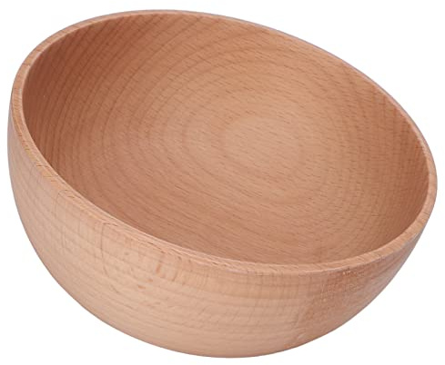 WOHPNLE Hölzerne Salatschüsseln, feste Schüssel, Holzschale, Salat- und Obstschale, Salatschüssel aus Buchenholz zum Servieren von Salat, Obst, Dip, Soße, Snack, Reis, Nudeln, Müsli, rund (S 12.5 cm)