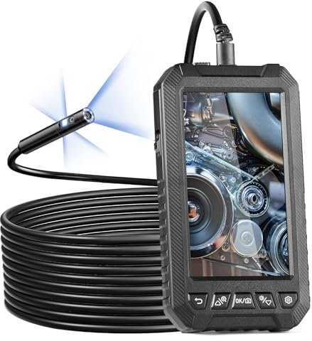 VEVOR Endoskopkamera, Industrie-Endoskop mit Dreifachlinse, 12,7 cm Bildschirm, 1080P-Inspektionskamera, 8+2 Lichter, IP67 wasserdicht, Ideal für Autos, Sanitäranlagen (5 m Kabel, 32 GB Karte)