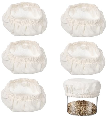 Cabilock 5pcs Elastic Stretch Lids for Bread Proofing Sourdough Starter Jar Covers Reusable Fabric Bowl Covers Wide Mouth Canning Lids