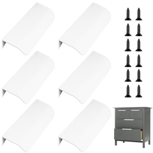 KASURE 6 Piezas Tiradores Cajones Blanco(Forma de Arco),120mm Tiradores Armarios Dormitorio, Tiradores Cajones Cocina,Puxadores para Moveis Sencillez