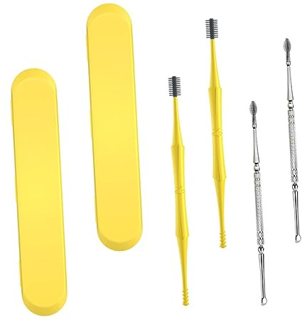 HOMOCONO 4 Stück Spiral Ohrenschmalzentfernungsset aus Metall und Kunststoff Kompakt Tragbar mit Ergonomischem Griff Reinigungstools für Persönliche und Familiäre Ohrenpflege