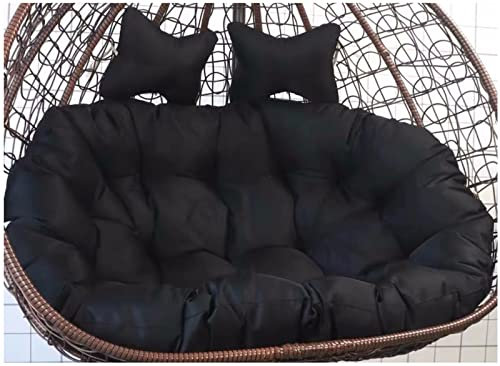 Ei-Hollywoodschaukel, für den Außenbereich, wasserdicht, doppelt, Rattan, Ersatzkissen, schwarz, für 2 Personen, waschbar und abnehmbar