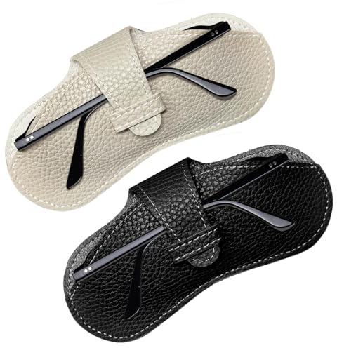 VLYX Schlankes Leder-Brillenetui, 2er-Pack – Kratzfeste, schützende Brillenaufbewahrung mit Mikrofasertuch | Tragbare Reisetasche für Brillen und Sonnenbrillen