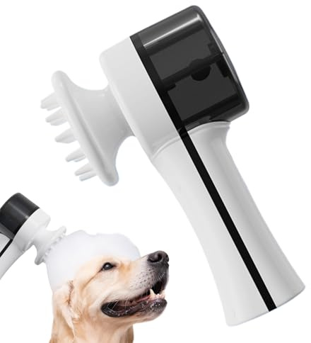 Massagekamm für Hunde mit Shampoo-Spender – elektrischer Shampoo-Spender für Hunde – waschbarer Kamm mit Blasen für Hygiene und Pflege in der Badewanne