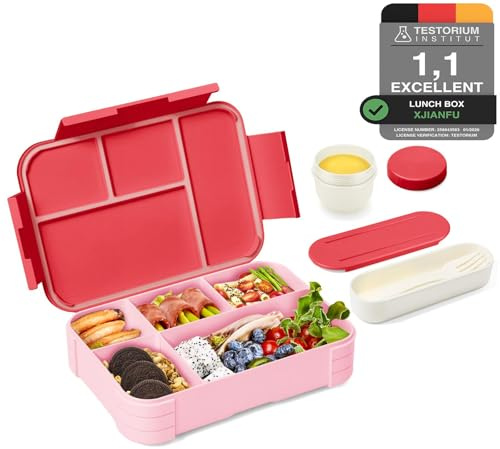 XJIANFU Boîte à lunch pour enfant avec compartiments, 1200 ml, anti-fuite, compartiments anti-fuite, boîte à goûter, boîte à goûter, boîte à goûter, boîte à lunch pour filles et garçons, micro-ondes