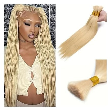 zhongqunli Tressage de Cheveux Humains, Cheveux Humains blonds à tresser, 40 à 66 cm, sans Trame, en Vrac, Crochet(20 20 inch)