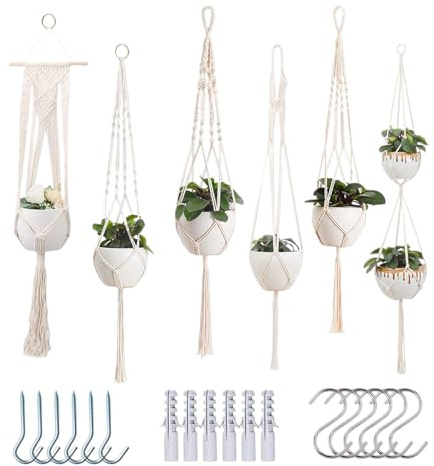 Colgador de Plantas para Interiores, Soporte Decorativo para macetas, Colgador Bohemio para Plantas para Sala de Estar, Porche, Ventana al Aire Libre, barandilla, balcón, suculentas