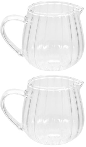 ULTECHNOVO Milchkännchen Glas 8Oz Mit Gussausguss Mini Milchkrug Für Kaffee Tee Saucen Vielseitiger Milchgießer Für Zuhause Bar