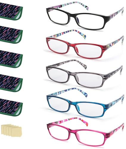 LANLANG Läsglasögon för kvinnor, anti-blått ljus glasögon med 3 färger, mode anti-eyestrain anti-UV