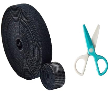 5M x 10mm Heavy Duty Self-Adhesive Hook and Loop Tape - Double-Sided Removable Sticky Fastening Tape for Home, Office & DIY Crafts