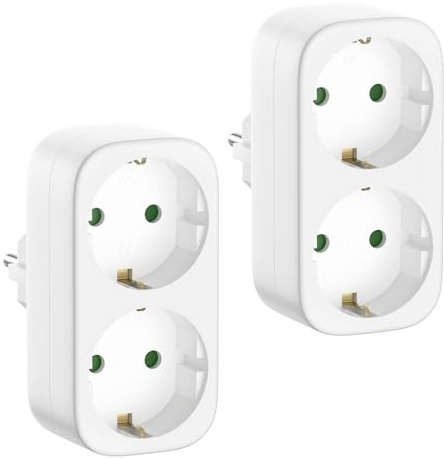 Zweierpack – Steckdosenadapter – Geeignet für Küche, Schlafzimmer, Wohnzimmer, Weiß