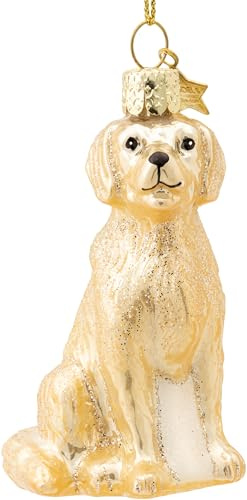 SIKORA Golden Retriever Glas Weihnachtskugel besonderer Christbaumschmuck Deko Weihnachtsfigur Anhänger Ornament - BS639
