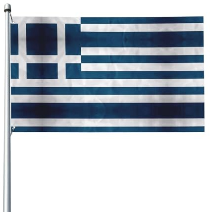 Drapeau de la Grèce. Drapeau de jardin extérieur 0,9 x 1,5 m, bannière en polyester imprimé vif, facile à accrocher pour terrasse, fête, camping